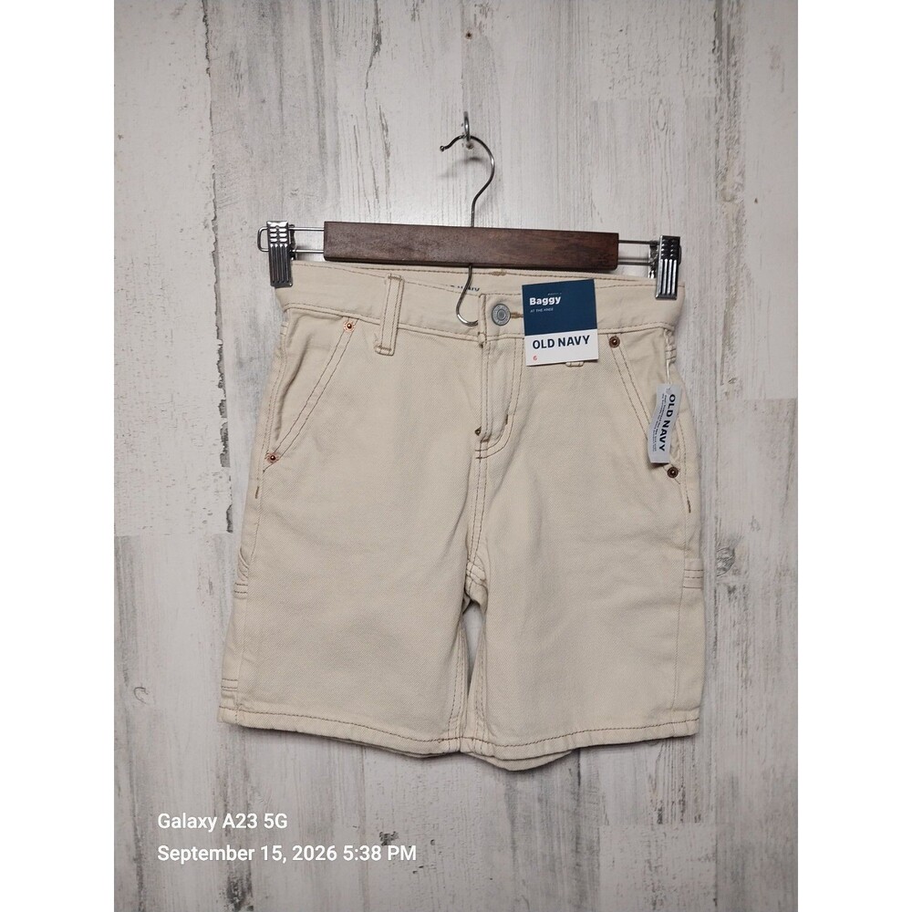 Old Navy Boys Size 6 Beige Below Knee Baggy Canvas Shorts NWT